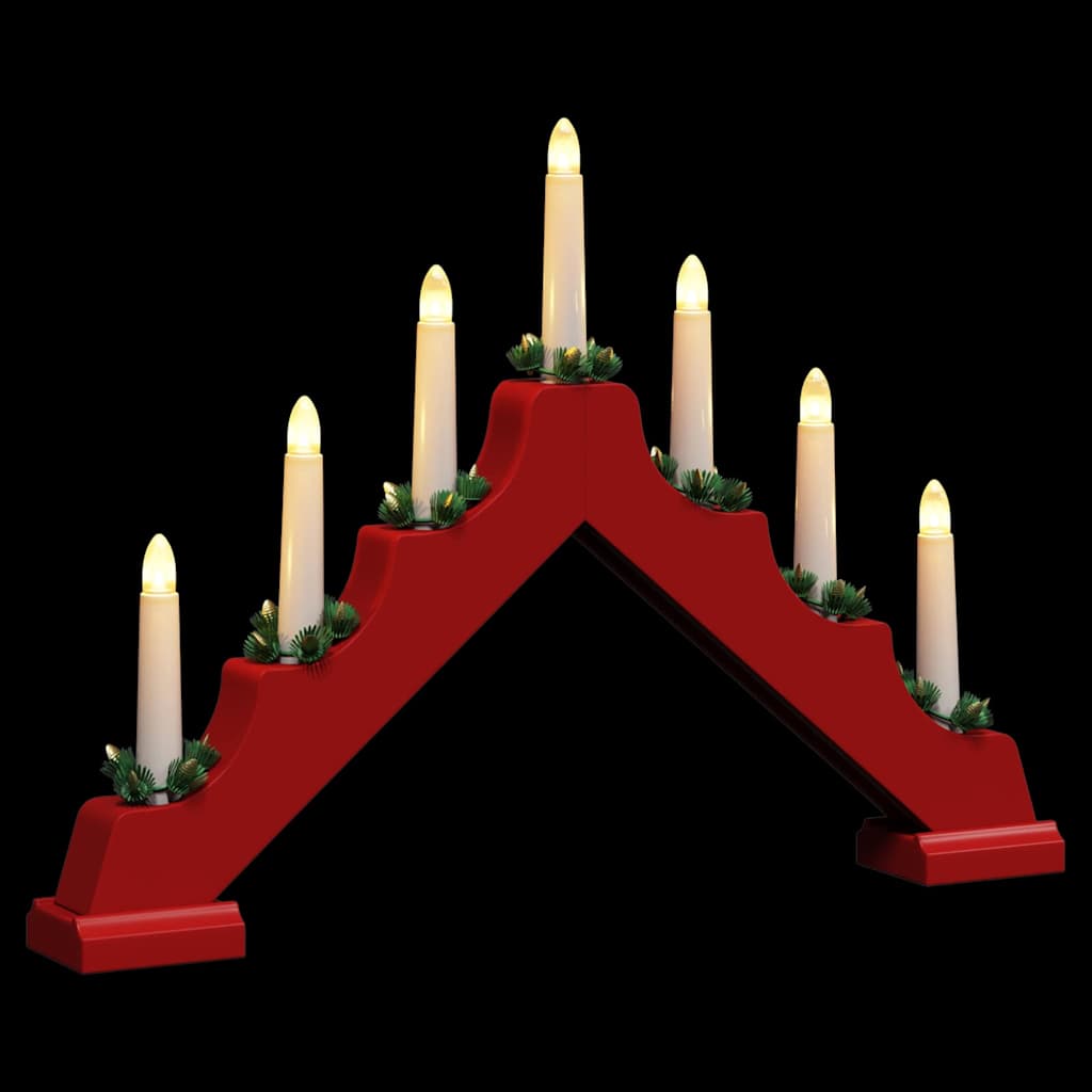 Weihnachtskerzenbrücke mit 7 LEDs 3 pcs Rot 39,5 x 5 x 29 cm
